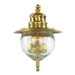 Lido Wandlampe Außen Messing Glas Maritim Hof PELLA< Außenwandleuchten|Rustikale Lampen