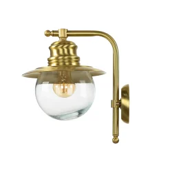 Lido Wandlampe Außen Messing Glas Maritim Hof PELLA< Außenwandleuchten|Rustikale Lampen