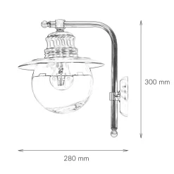 Lido Wandlampe Außen Messing Glas Maritim Hof PELLA< Außenwandleuchten|Rustikale Lampen
