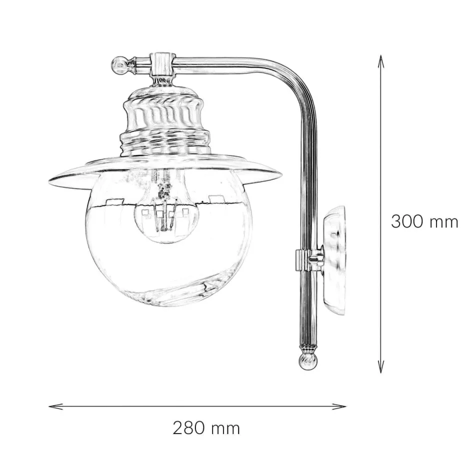 Lido Wandlampe Außen Messing Glas Maritim Hof PELLA< Außenwandleuchten|Rustikale Lampen