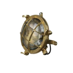 Rustikale Lampen|Metall Lampen*Lido Wandlampe Außen Messing Haus Hof rund Maritim