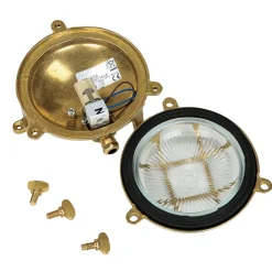 Rustikale Lampen|Metall Lampen*Lido Wandlampe Außen Messing Haus Hof rund Maritim