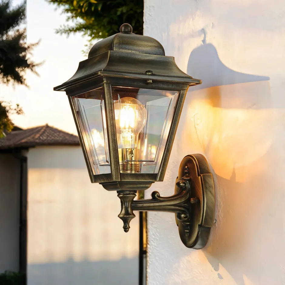 Lido Wandlampe Außen Messing IP43 Rustikal Haustür< Außenleuchten Antik|Außenleuchten Messing