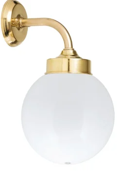 Metall Lampen|Messinglampen*Lido Wandlampe Außen Messing Kugel Schirm Ø20cm VERIA