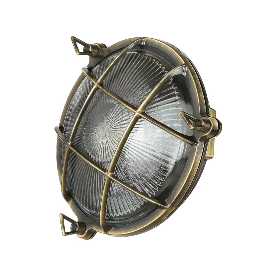 Rustikale Lampen|Metall Lampen*Lido Wandlampe außen Messing Maritim IP64 E27 SERIFOS