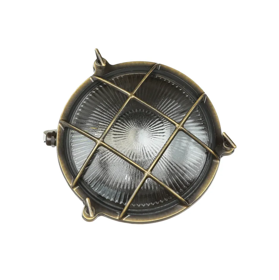 Rustikale Lampen|Metall Lampen*Lido Wandlampe außen Messing Maritim IP64 E27 SERIFOS