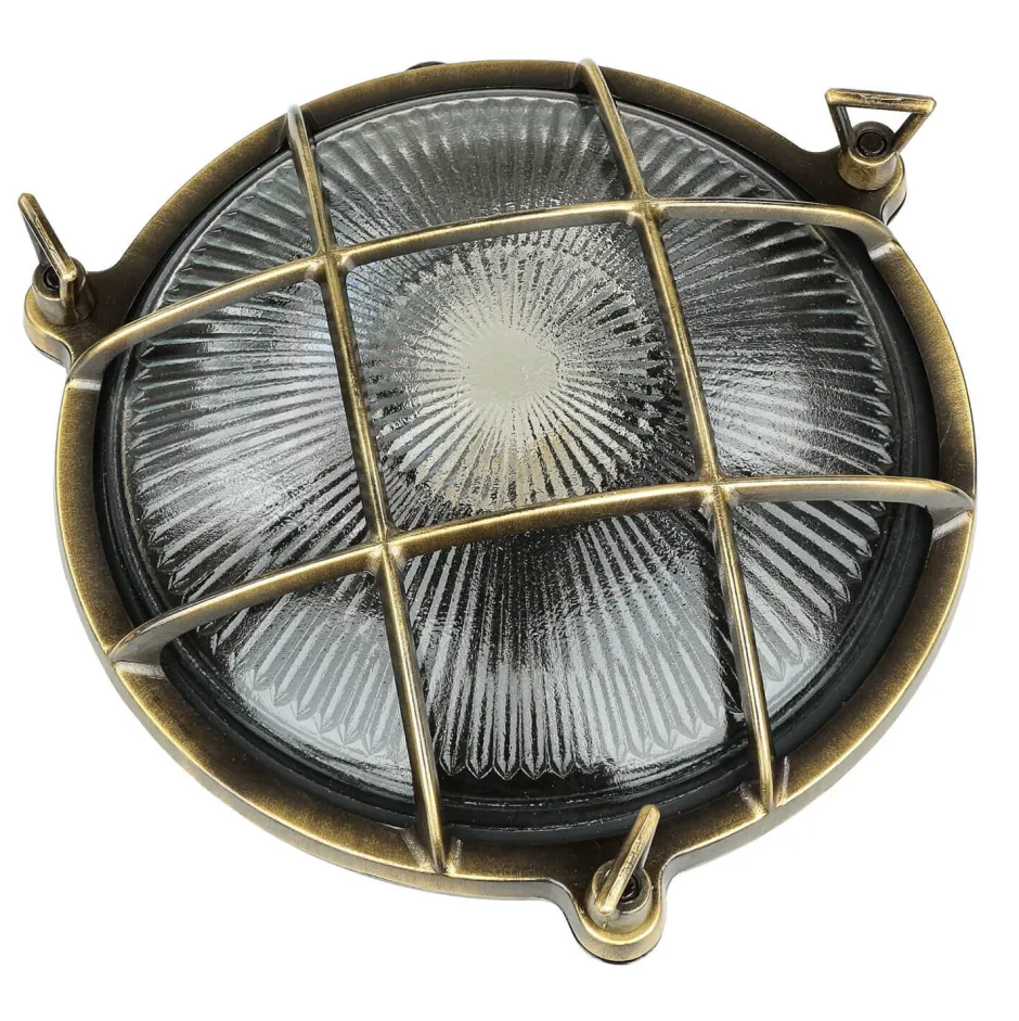 Rustikale Lampen|Metall Lampen*Lido Wandlampe außen Messing Maritim IP64 E27 SERIFOS