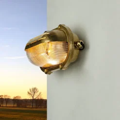 Lido Wandlampe Außen Messing Maritim oval IP64 Haus Tür< Metall Lampen|Rustikale Lampen