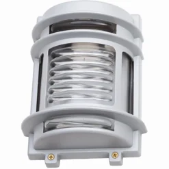 Lido Wandlampe außen Messing massiv Glas H: 22 cm IP64 Grau< Außenwandleuchten|Feuchtraumleuchten