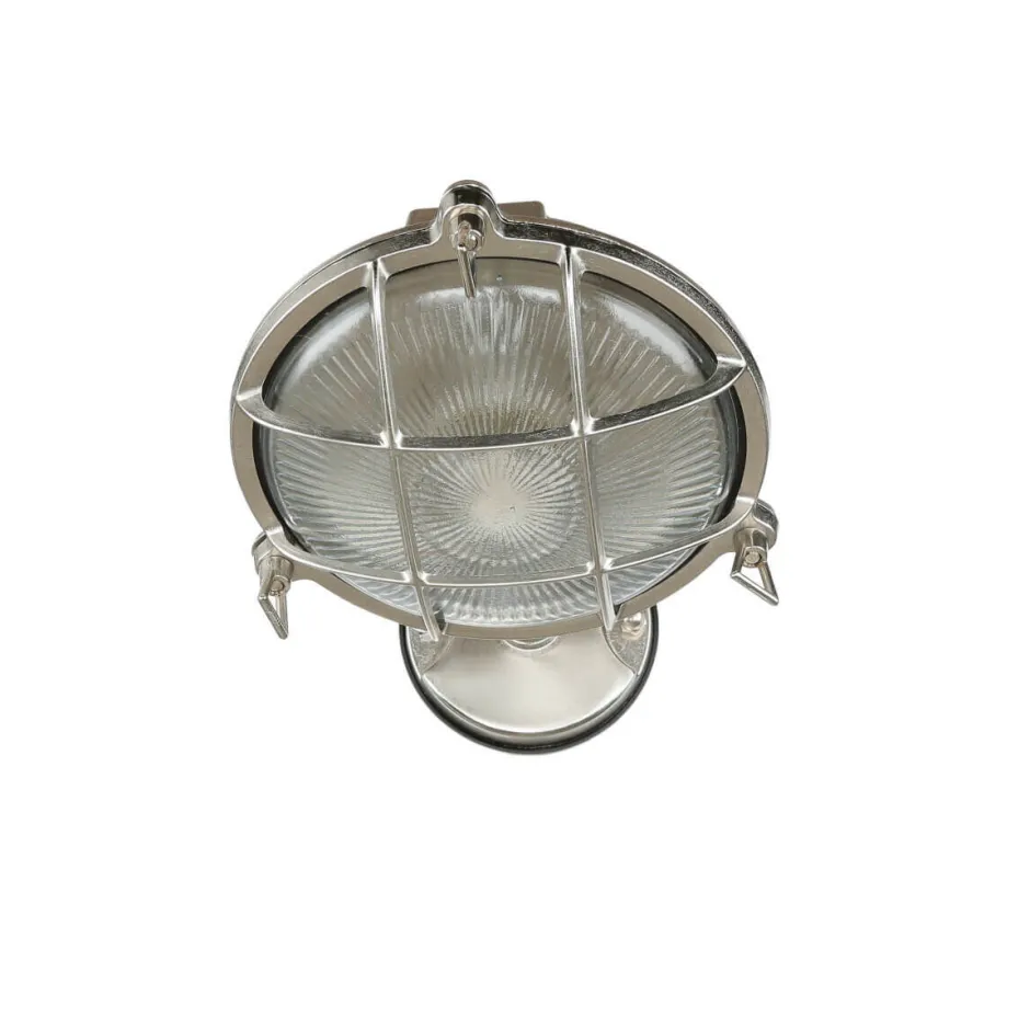 Rustikale Lampen|Metall Lampen*Lido Wandlampe außen Messing massiv Riffelglas E27 IP64 SERIFOS