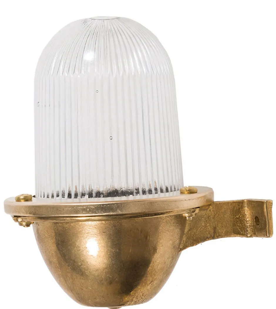 Außenleuchten Antik|Außenleuchten Messing*Lido Wandlampe Außen Messing Riffelglas IP64 Maritim