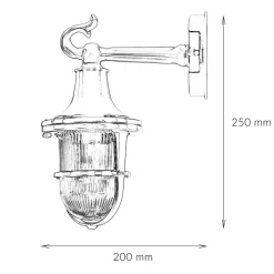 Außenwandleuchten|Rustikale Lampen*Lido Wandlampe Außen Messing Riffelglas Hof Maritim IP64