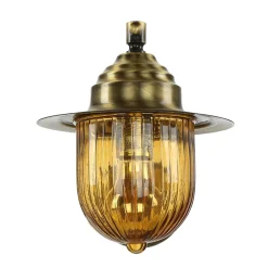 Lido Wandlampe Außen Messing Riffelglas Maritim Hof< Rustikale Lampen|Metall Lampen