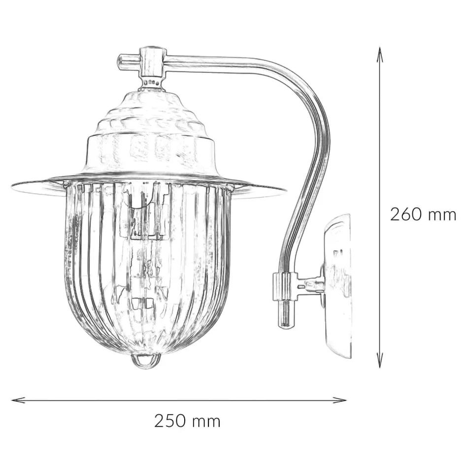 Lido Wandlampe Außen Messing Riffelglas Maritim Hof< Rustikale Lampen|Metall Lampen