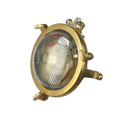 Rustikale Lampen|Metall Lampen*Lido Wandlampe Außen Messing rund IP44 Maritim Haustür