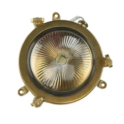 Rustikale Lampen|Metall Lampen*Lido Wandlampe Außen Messing rund IP44 Maritim Haustür