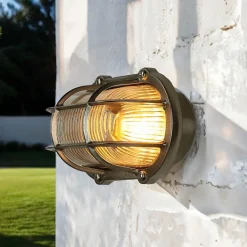 Lido Wandlampe Außen Nickel Echt-Messing Haus Terrasse< Außenwandleuchten|Rustikale Lampen