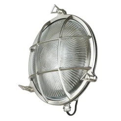 Rustikale Lampen|Messinglampen*Lido Wandlampe Außen Nickel Echt-Messing rund Ø24cm IP64