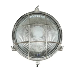 Rustikale Lampen|Messinglampen*Lido Wandlampe Außen Nickel Echt-Messing rund Ø24cm IP64