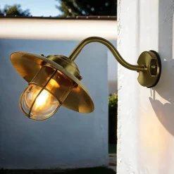 Metall Lampen|Messinglampen*Lido Wandlampe Außen Rustikal Messing IP43 Hof Balkon