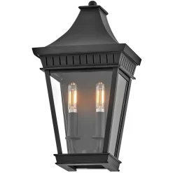 Elstead Wandlampe außen Schwarz E14 IP44 H: 39,4 cm Aluminium Glas< Metall Lampen|Rustikale Lampen