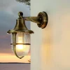 Rustikale Lampen|Metall Lampen*Lido Wandlampe Außen Terrasse Hof Messing Riffelglas IP64