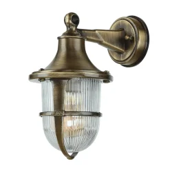 Rustikale Lampen|Metall Lampen*Lido Wandlampe Außen Terrasse Hof Messing Riffelglas IP64