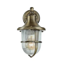 Rustikale Lampen|Metall Lampen*Lido Wandlampe Außen Terrasse Hof Messing Riffelglas IP64