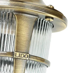 Rustikale Lampen|Metall Lampen*Lido Wandlampe Außen Terrasse Hof Messing Riffelglas IP64