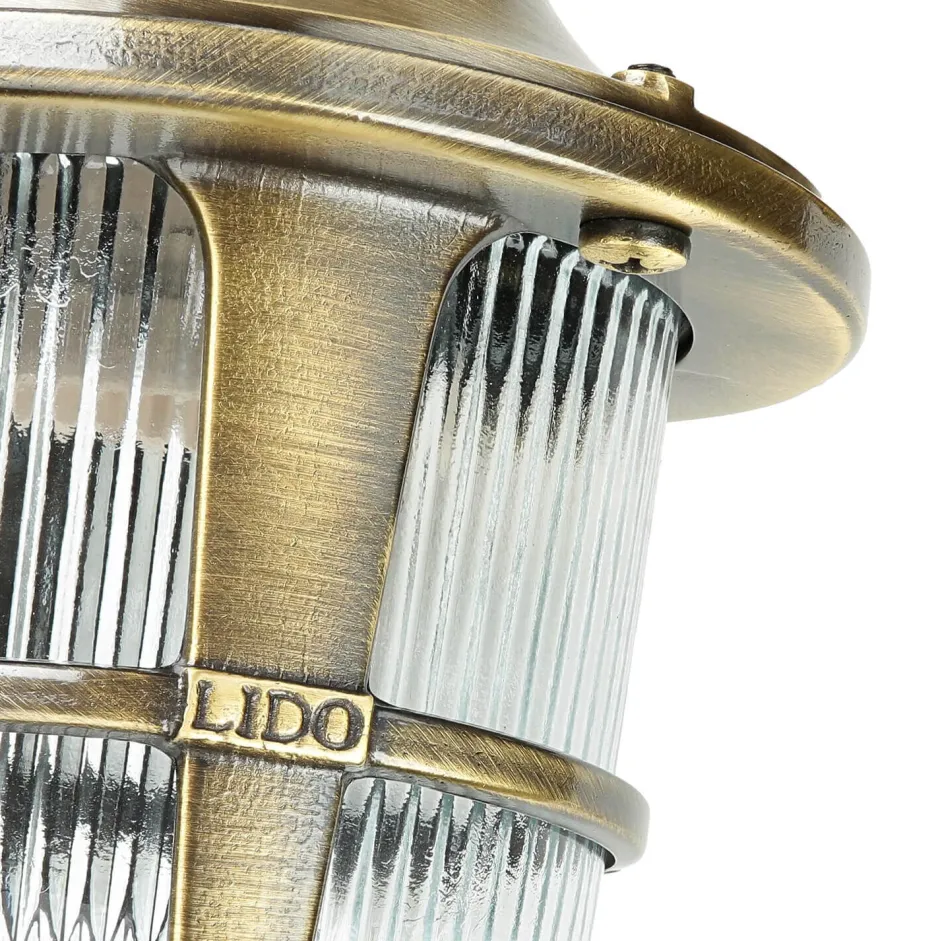 Rustikale Lampen|Metall Lampen*Lido Wandlampe Außen Terrasse Hof Messing Riffelglas IP64