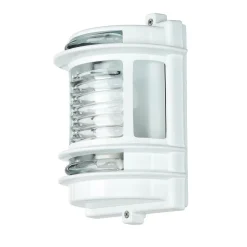 Metall Lampen|Messinglampen*Lido Wandlampe außen Weiß IP64 Messing Glas E27
