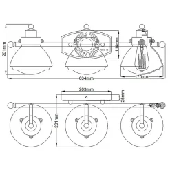 Wandleuchten|Badezimmer Lampe*Elstead Wandlampe Bad Chrom aus Metall Glas B: 63,4 cm IP44 E27