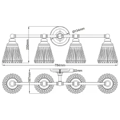 Flurlampen|Metall Lampen*Elstead Wandlampe Bad Metall Glas 78,4 cm breit IP44 4x LED G9