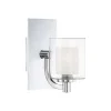 Wandleuchten|Badezimmer Lampe*Elstead Wandlampe Bad mit LED G9 H: 23,2 cm IP44 Chrom Weiß Metall Glas