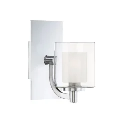 Wandleuchten|Badezimmer Lampe*Elstead Wandlampe Bad mit LED G9 H: 23,2 cm IP44 Chrom Weiß Metall Glas