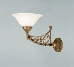 Wohnzimmerlampen|Metall Lampen*Berliner Messingleuchten Wandlampe Berliner Messing Glas T:39 cm E27 Jugendstil