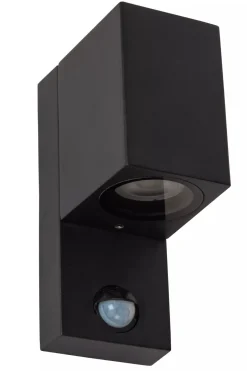 Wandlampe Bewegungsmelder Aluminium H:17 cm IP65 GU10< Außenwandleuchten|Fassadenstrahler