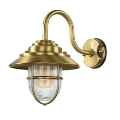 Außenleuchten Antik|Außenwandleuchten*Lido Wandlampe BOLOS Messing IP64 Maritime Laterne