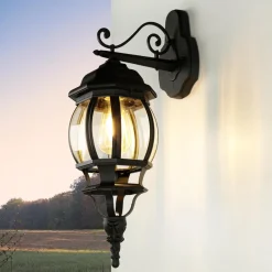 Rustikale Lampen|Rustikale Außenleuchten*Easylight Wandlampe BREST Wandlaterne schwarz wetterfest