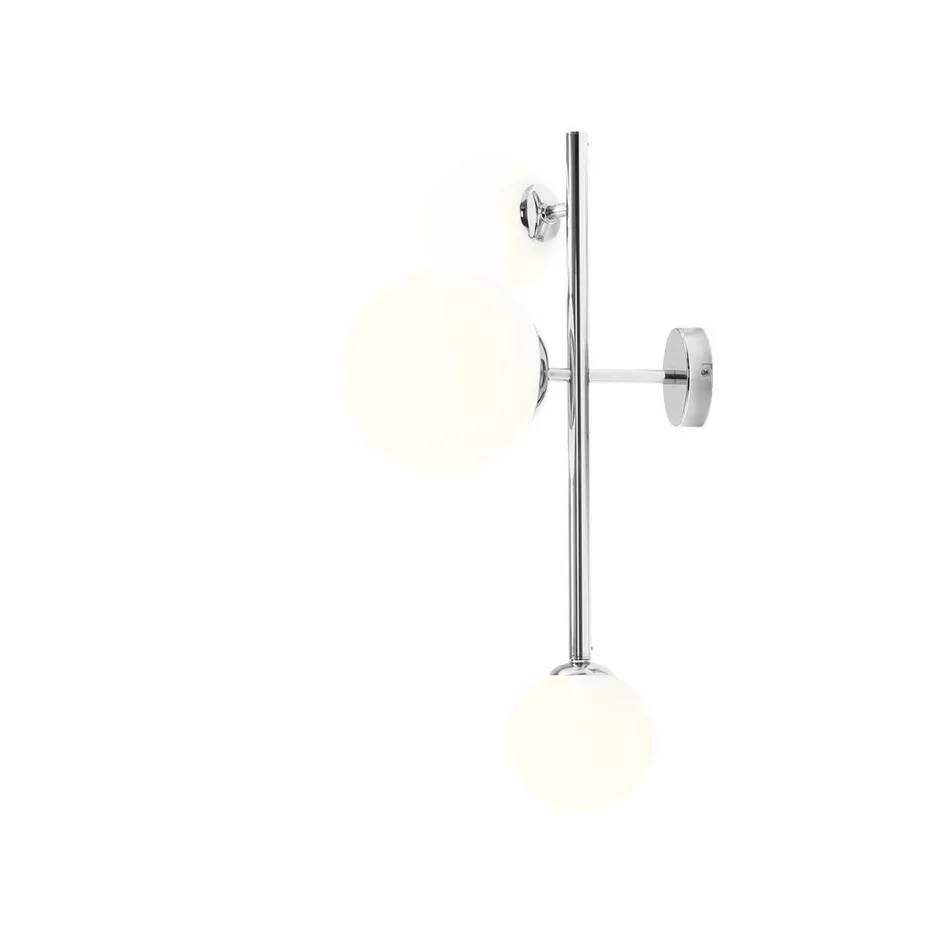 Wandleuchten|Badezimmer Lampe*ALDEX Wandlampe Chrom Weiß Glas Kugeln Metall 2-flmg blendarm