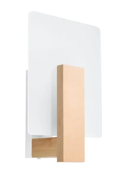 Sollux Wandlampe E14 Glas Holz Modern wohnlich DORETT< Wohnzimmerlampen|Glaslampen