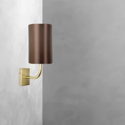 Wandleuchten|Schlafzimmer Lampen*Giovanni Battista Wandlampe E27 in Bronze hell Braun Stoff Messing Modern