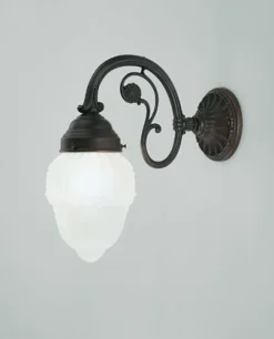 Wohnzimmerlampen|Küchenlampen*Berliner Messingleuchten Wandlampe Echt-Messing Antik Glas blendarm E27 T:29 cm