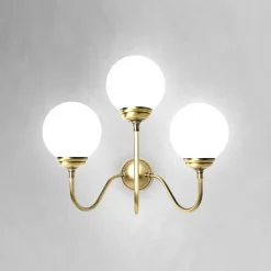 Giovanni Battista Wandlampe 3-flammig E14 Glas Echt-Messing B: 39 cm< Wandleuchten|Badezimmer Lampe