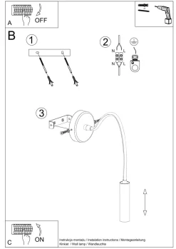 Moderne Lampen|Küchenlampen*Sollux Wandlampe Flexarm verstellbar Schwarz Metall zum Lesen