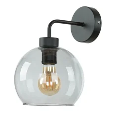 Wandleuchten|Küchenlampen*Easylight Wandlampe Glas Kugel Schirm Grau Schwarz KANZENE