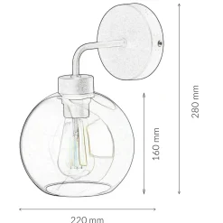 Wandleuchten|Küchenlampen*Easylight Wandlampe Glas Kugel Schirm Grau Schwarz KANZENE