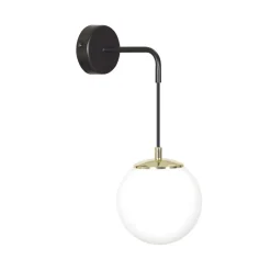 Wandleuchten|Küchenlampen*Emibig Wandlampe Glas Kugel Schirm Schwarz Weiß Modern E27
