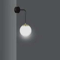 Wandleuchten|Küchenlampen*Emibig Wandlampe Glas Kugel Schirm Schwarz Weiß Modern E27