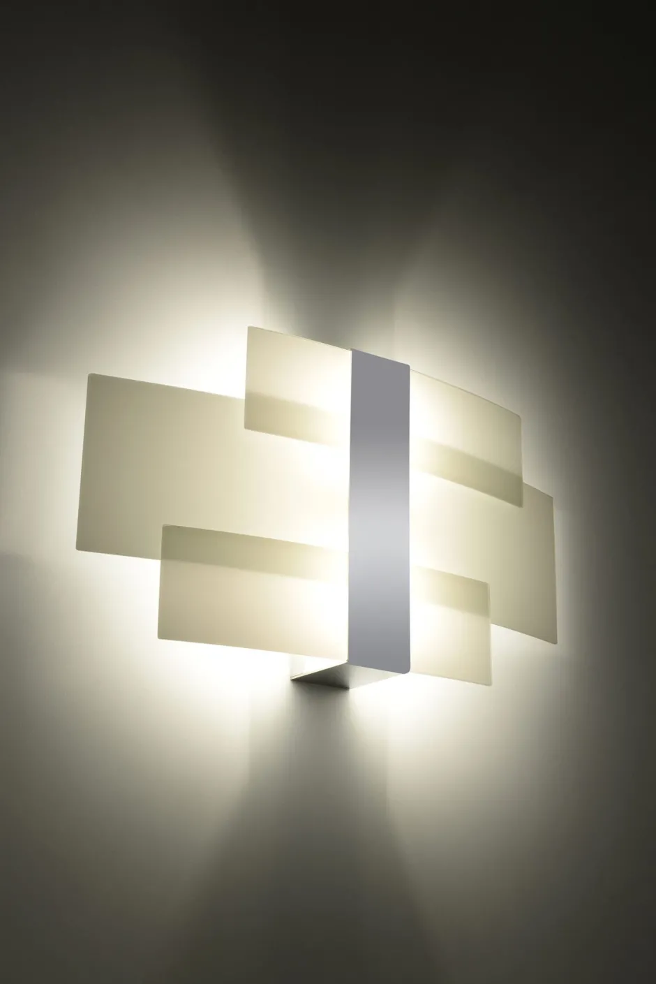 Sollux Wandlampe Glas Metall 42 cm blendarm Weiß Chrom 2x G9< Wandleuchten|Flurlampen